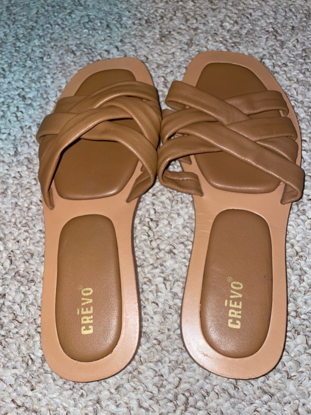 Crevo Tan Braided Slide Sandals